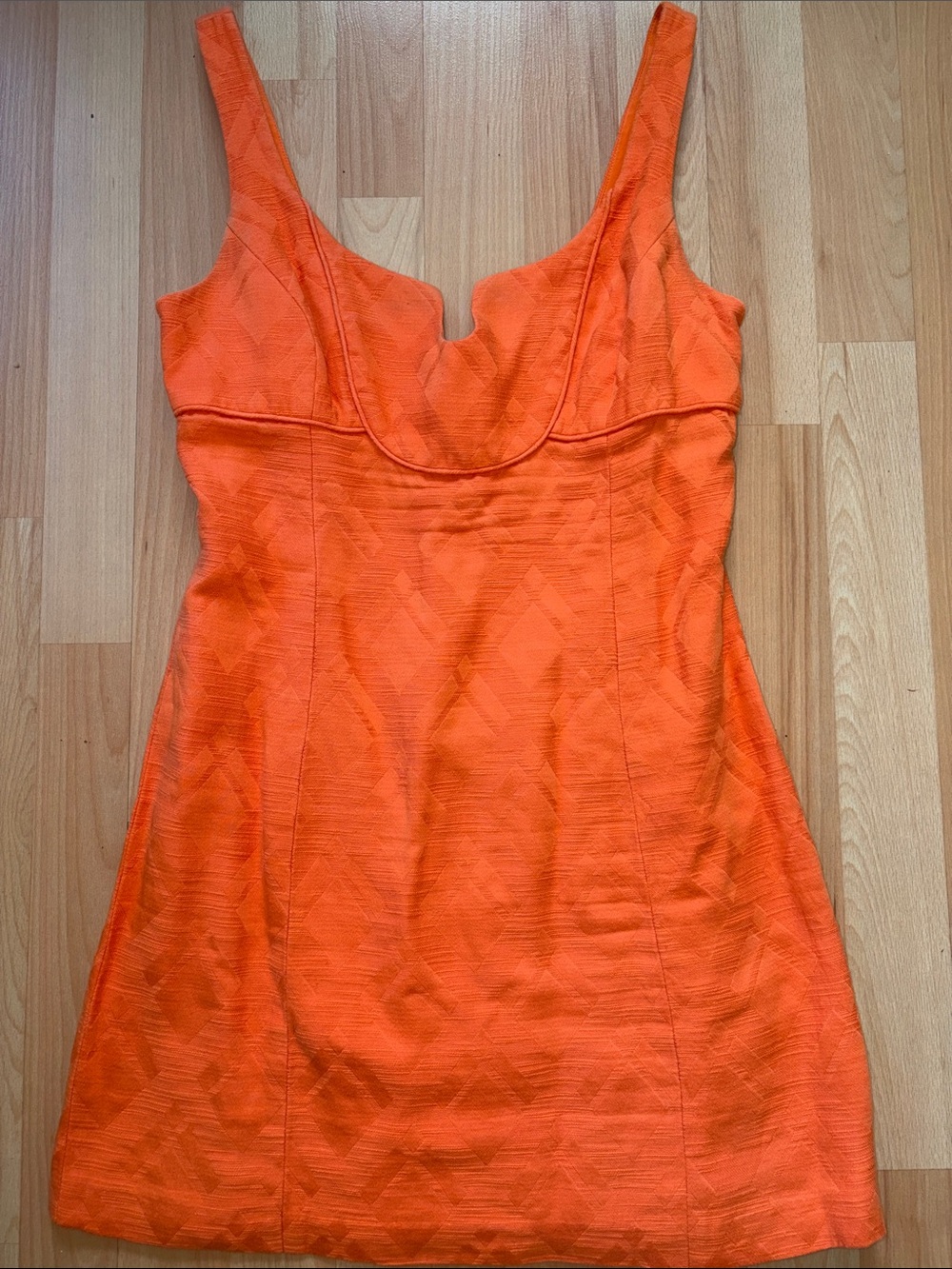 Milly of New York Bright Orange Textured Scoop-Neck Mini Dress